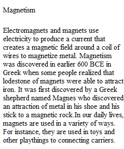 Magnetism Writing Project